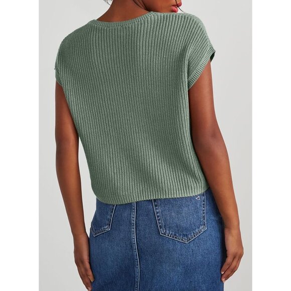 Women's Casual Knit Tunic Top Lightweight Short Sleeve Pullover Blouses - Picture 5 of 5